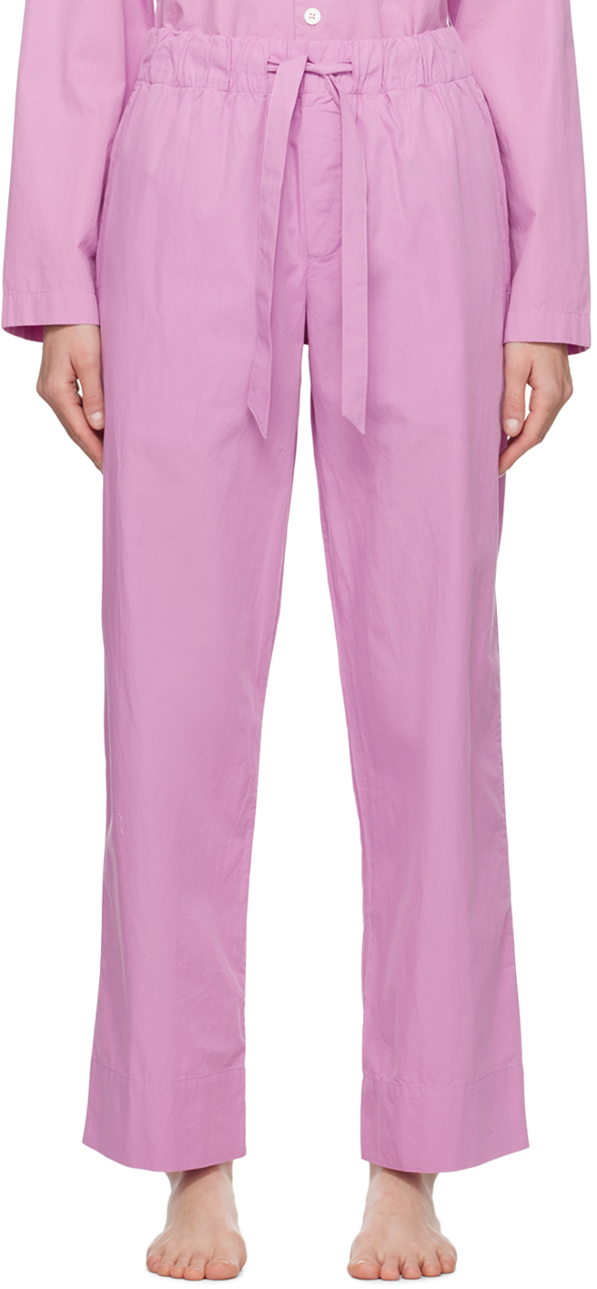 Tekla Pink Drawstring Pyjama Trousers In Purple Pink