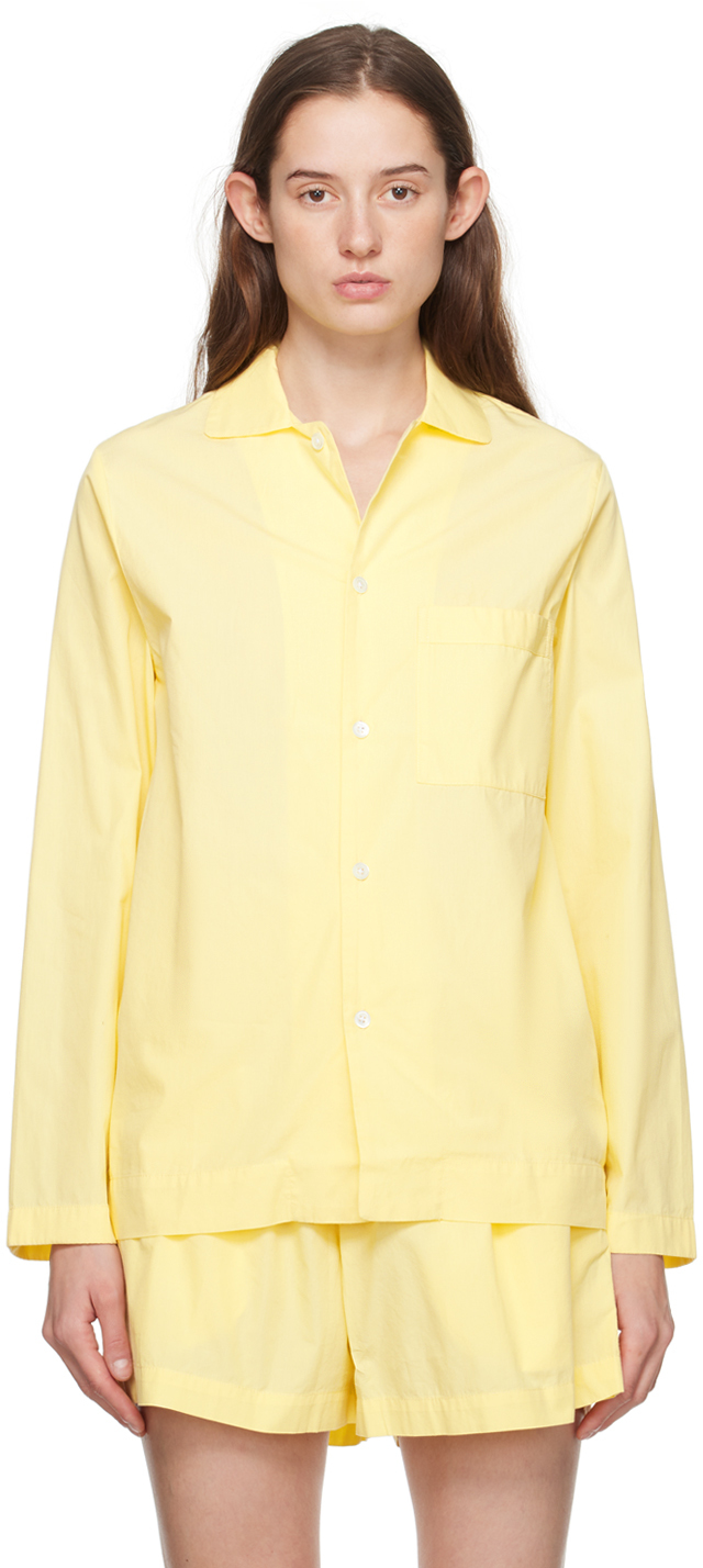 Tekla Yellow Long Sleeve Pyjama Shirt In Lemonade