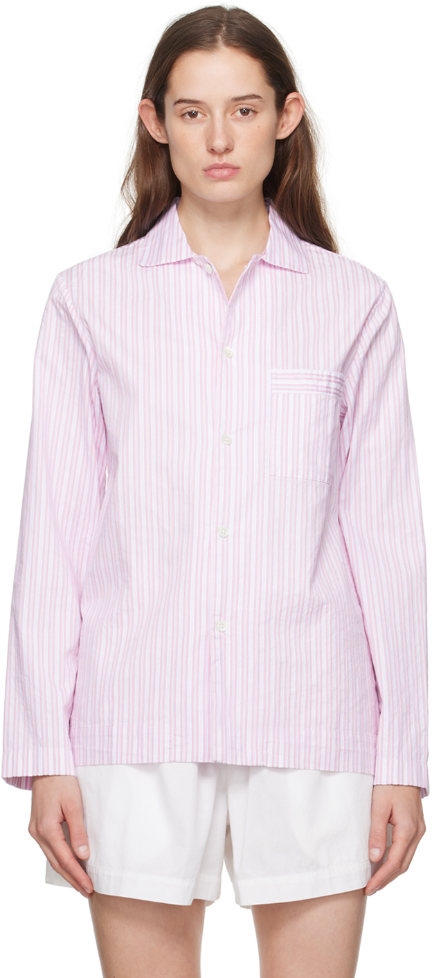White & Pink Long Sleeve Pyjama Shirt