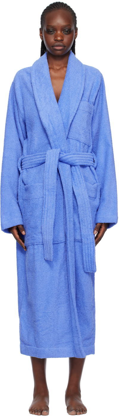 Tekla Blue Hooded Bathrobe In Clear Blue