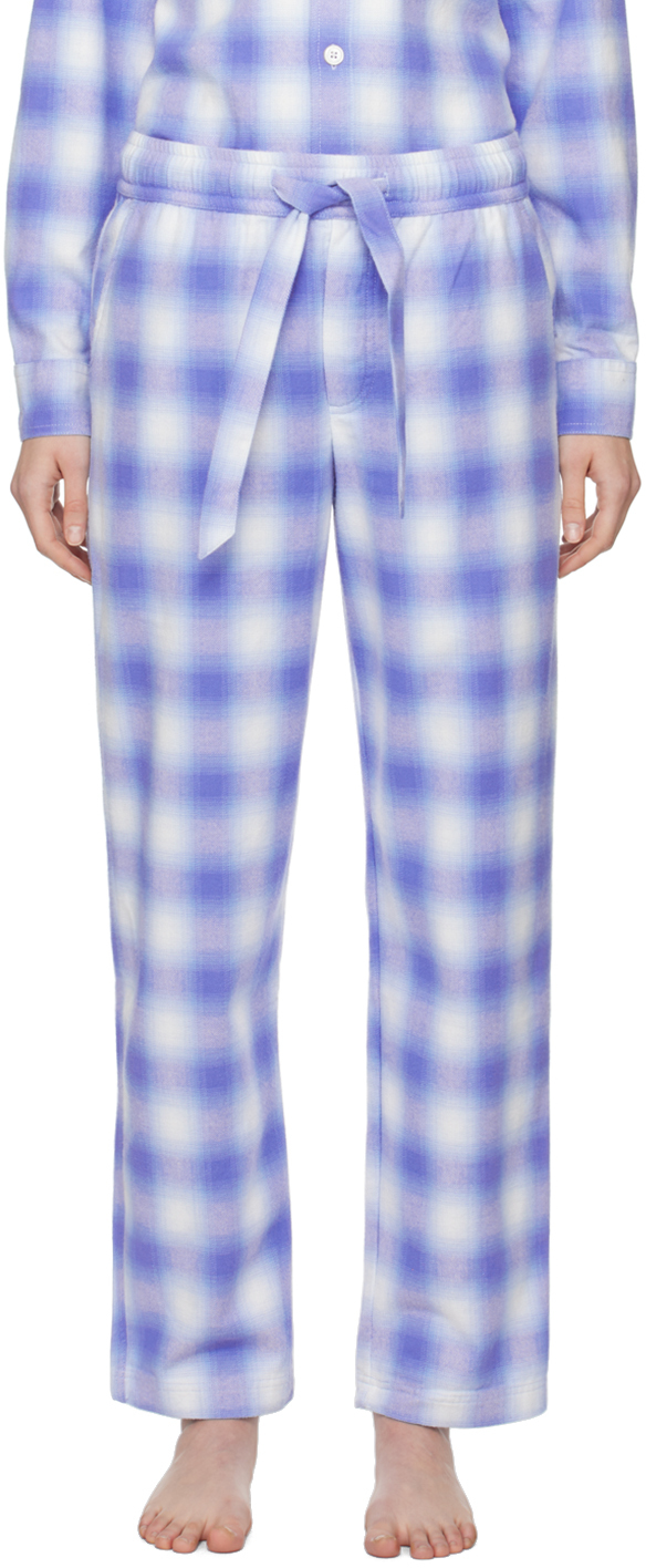 Tekla Blue Check Pyjama Pants In Light Blue Plaid