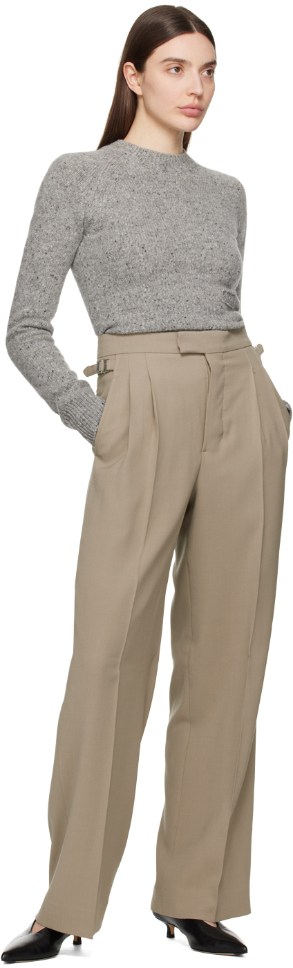 Ami Alexandre Mattiussi Taupe Pleated Trousers In Light Taupe/2811