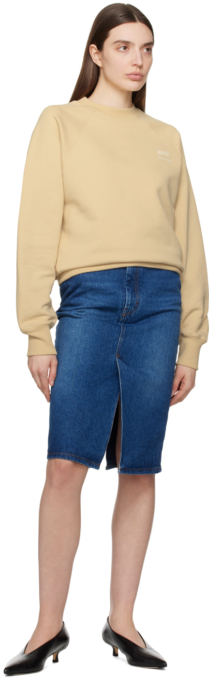 Ami Alexandre Mattiussi Ami Alexandre Matiussi Denim Midi Skirt In Seven In Used Blue/480