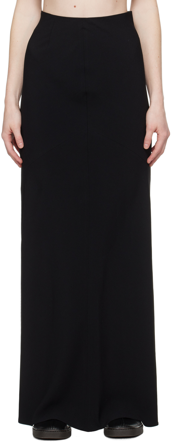 Shop Ami Alexandre Mattiussi Black Bias-cut Maxi Skirt In Black/001
