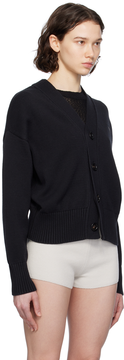 Ami Alexandre Mattiussi Black Cotton Blend Cardigan In Black/001