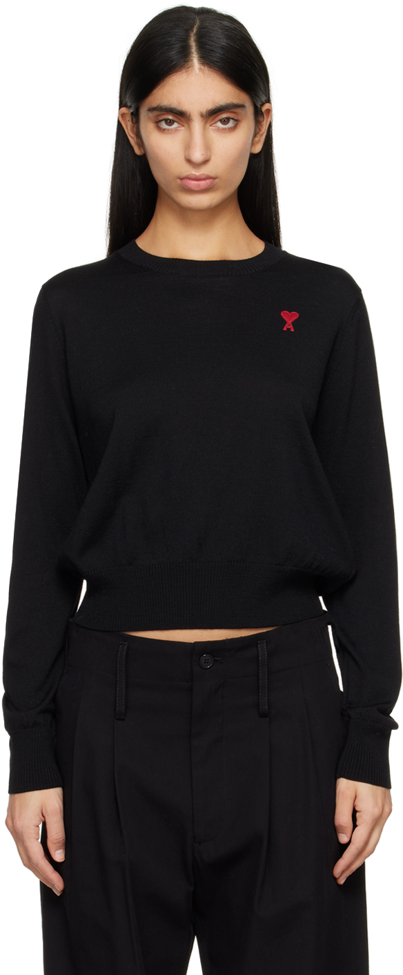 Shop Ami Alexandre Mattiussi Black Ami De Cœur Sweater In Black/001