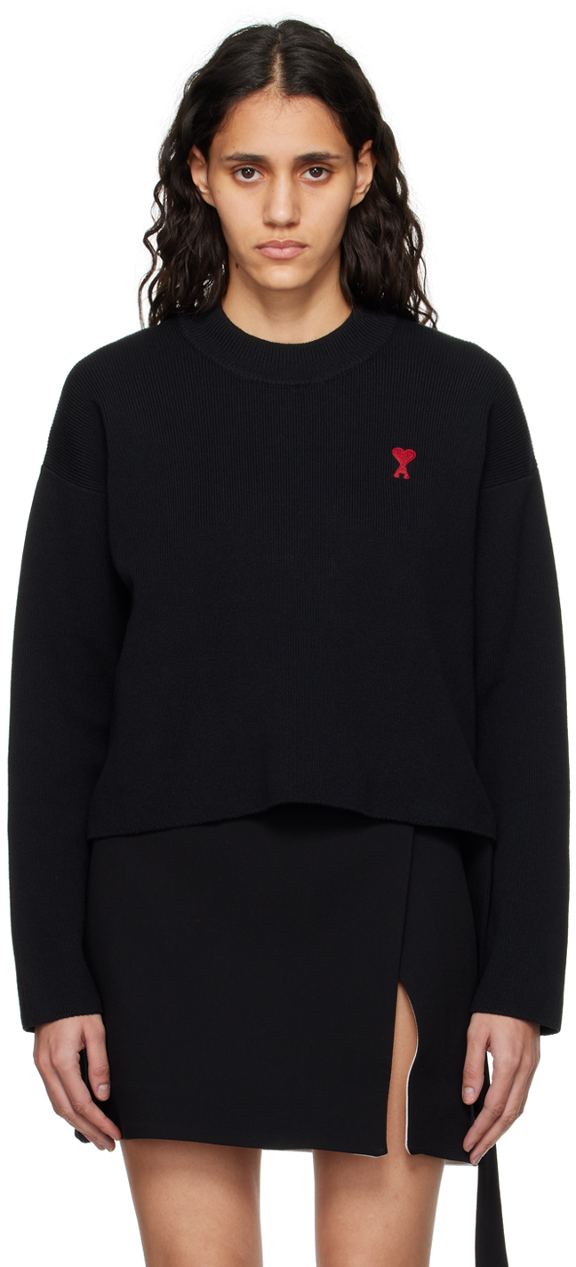 Shop Ami Alexandre Mattiussi Black Ami De Cœur Sweater In Black/001