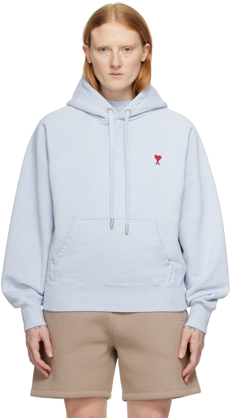 Blue Ami de Cœur Hoodie by AMI Paris on Sale