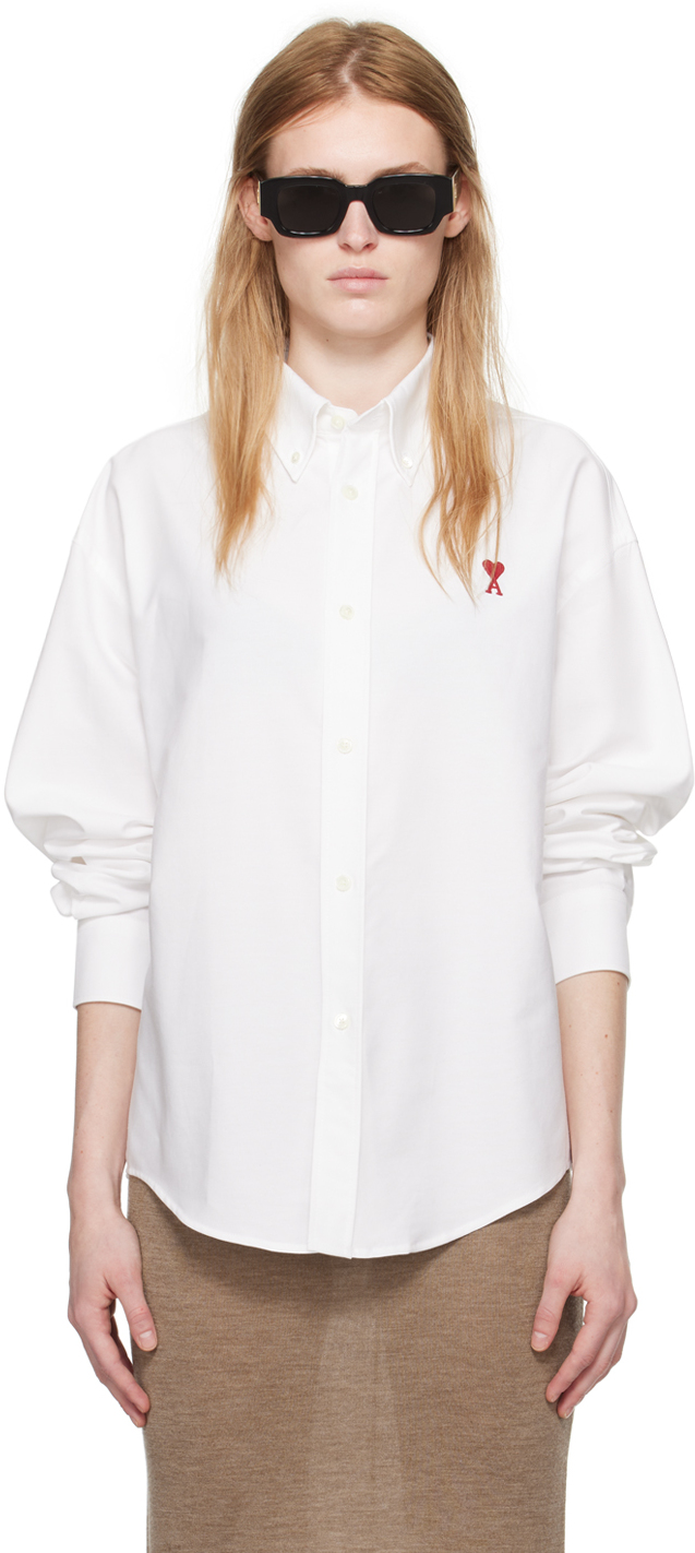 Ami Alexandre Mattiussi White Ami De Cœur Shirt In Natural White/168