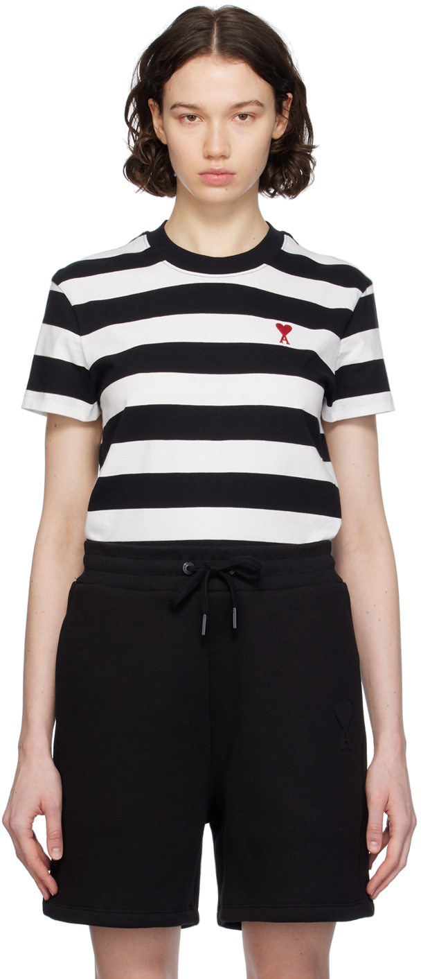 Shop Ami Alexandre Mattiussi Black & White Striped T-shirt In Black/white