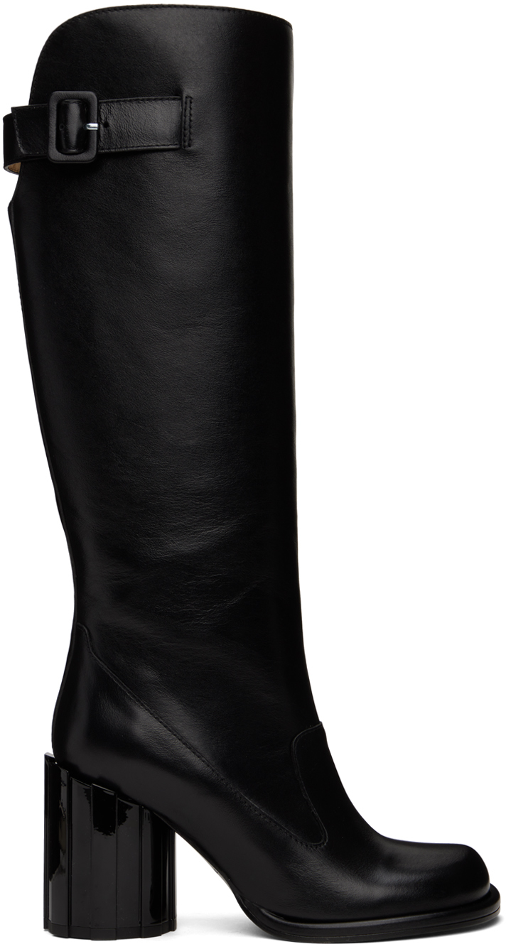 Black Anatomical Toe Buckled Boots
