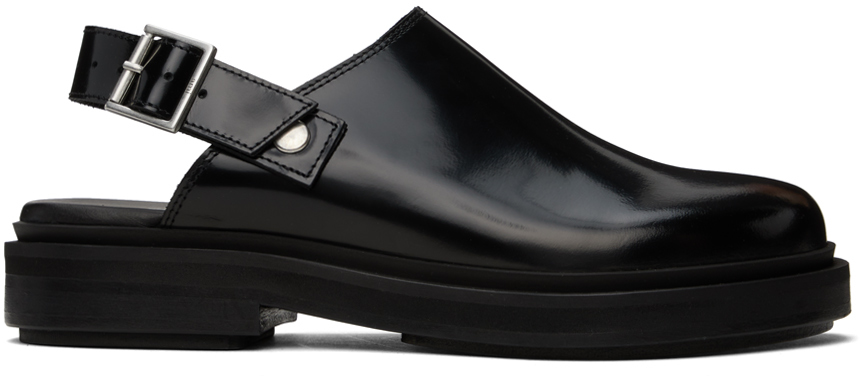 Ami Alexandre Mattiussi Patent-leather Slingback Sandals In Black