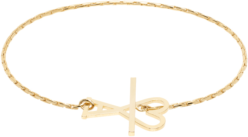 Shop Ami Alexandre Mattiussi Gold Ami De Cœur Chain Bracelet In Gold/902