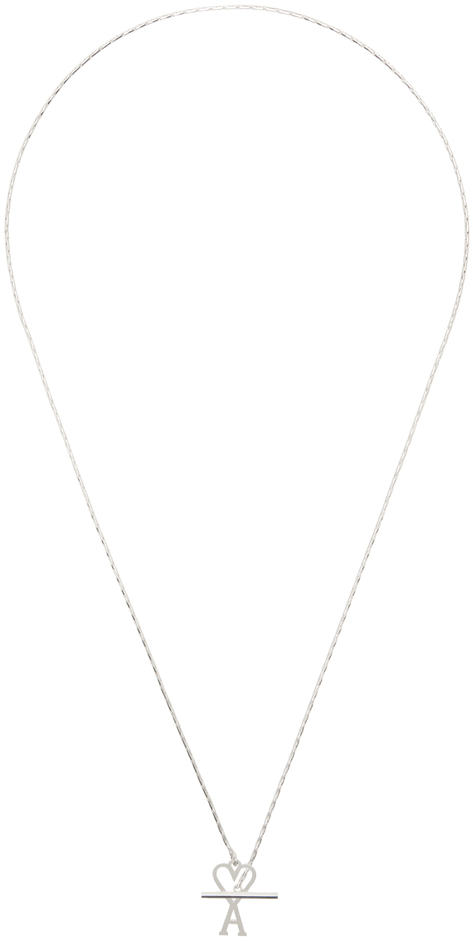 Shop Ami Alexandre Mattiussi Silver Ami De Cœur Chain Necklace In Silver/900