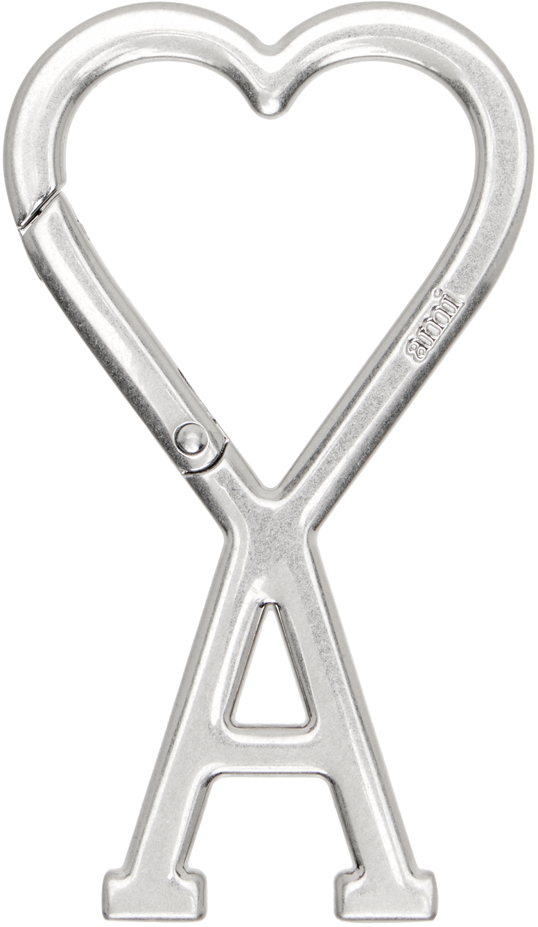 AMI Paris Silver Ami de Caur Hook Keychain