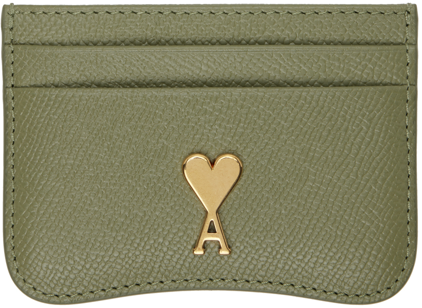 AMI Paris: Green Paris Paris Card Holder | SSENSE