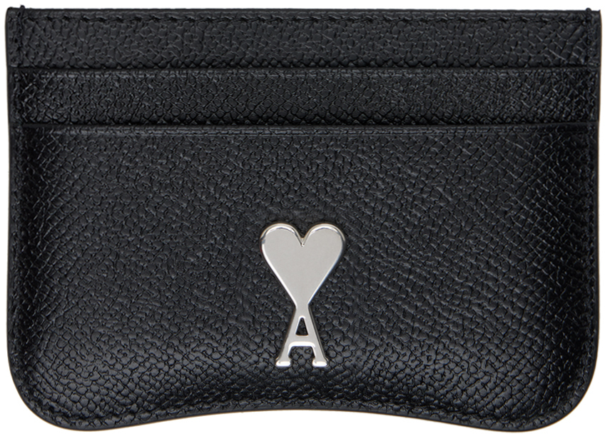 Shop Ami Alexandre Mattiussi Black Paris Paris Card Holder In Black/silver/0014