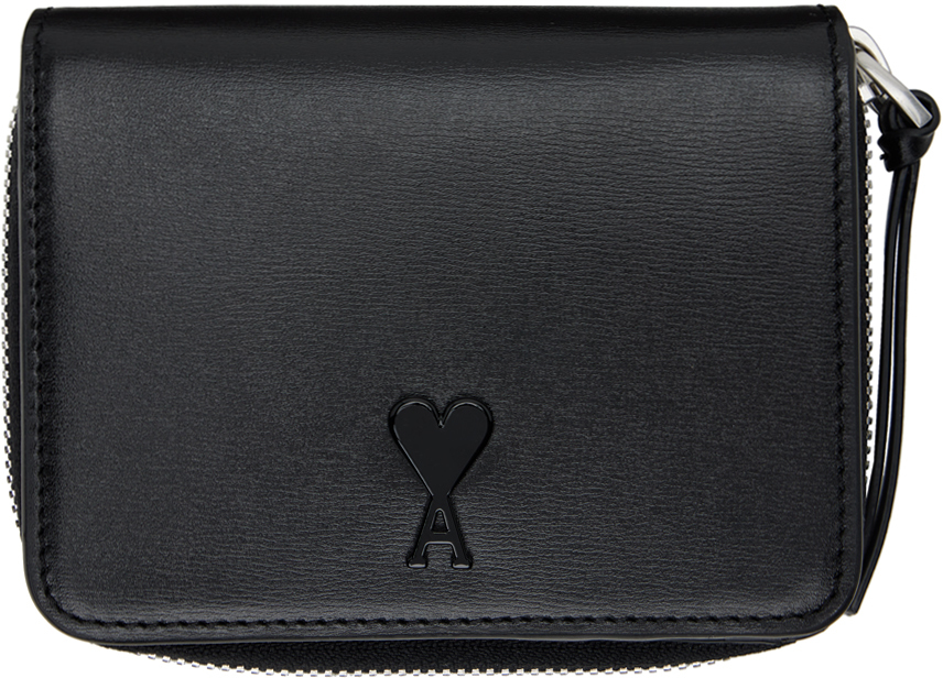 Shop Ami Alexandre Mattiussi Black Ami De Coeur Compact Wallet In Black/001
