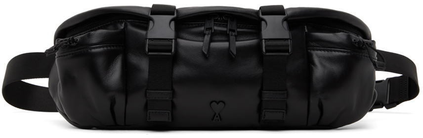 Ami Alexandre Mattiussi Ami De Coeur Leather Crossbody Bag In Black/001