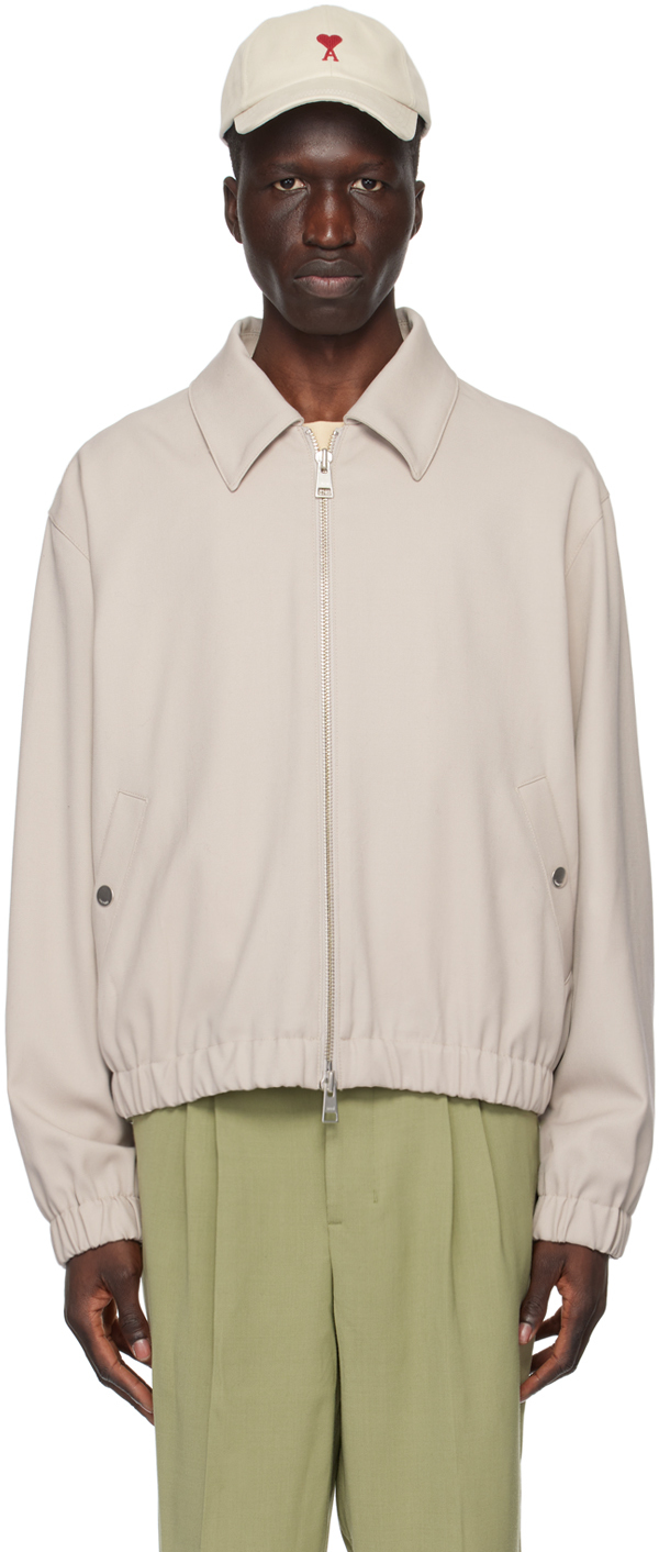 AMI Paris: Taupe Ami De Cœur Bomber Jacket | SSENSE