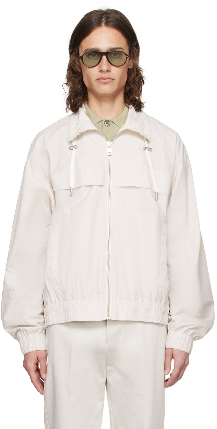 Shop Ami Alexandre Mattiussi Off-white Zip Bomber Jacket In Chalk/193
