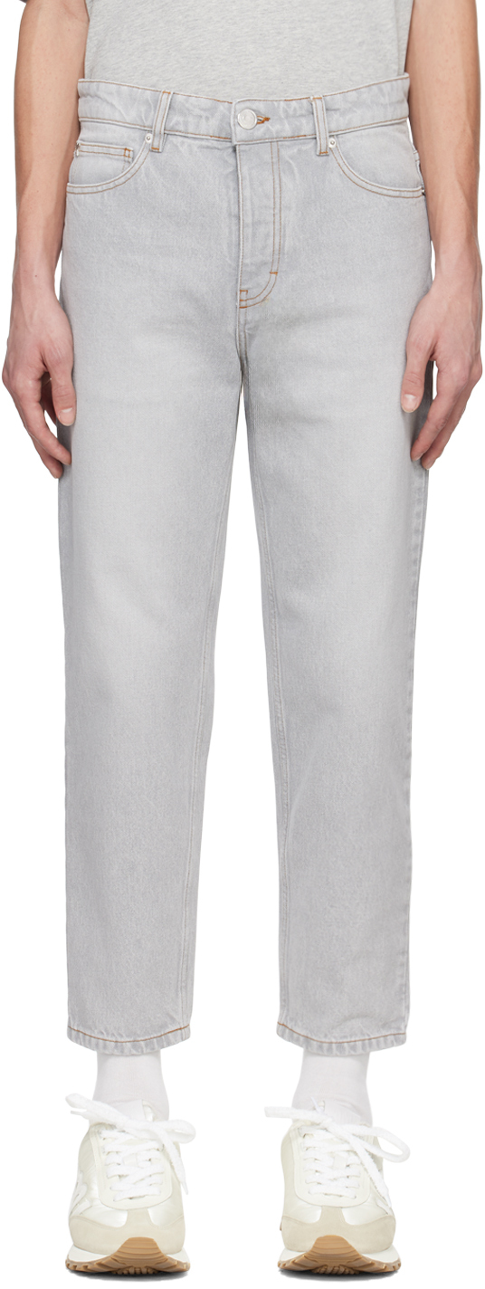 Shop Ami Alexandre Mattiussi Gray Tapered Jeans In Javel Grey/0555
