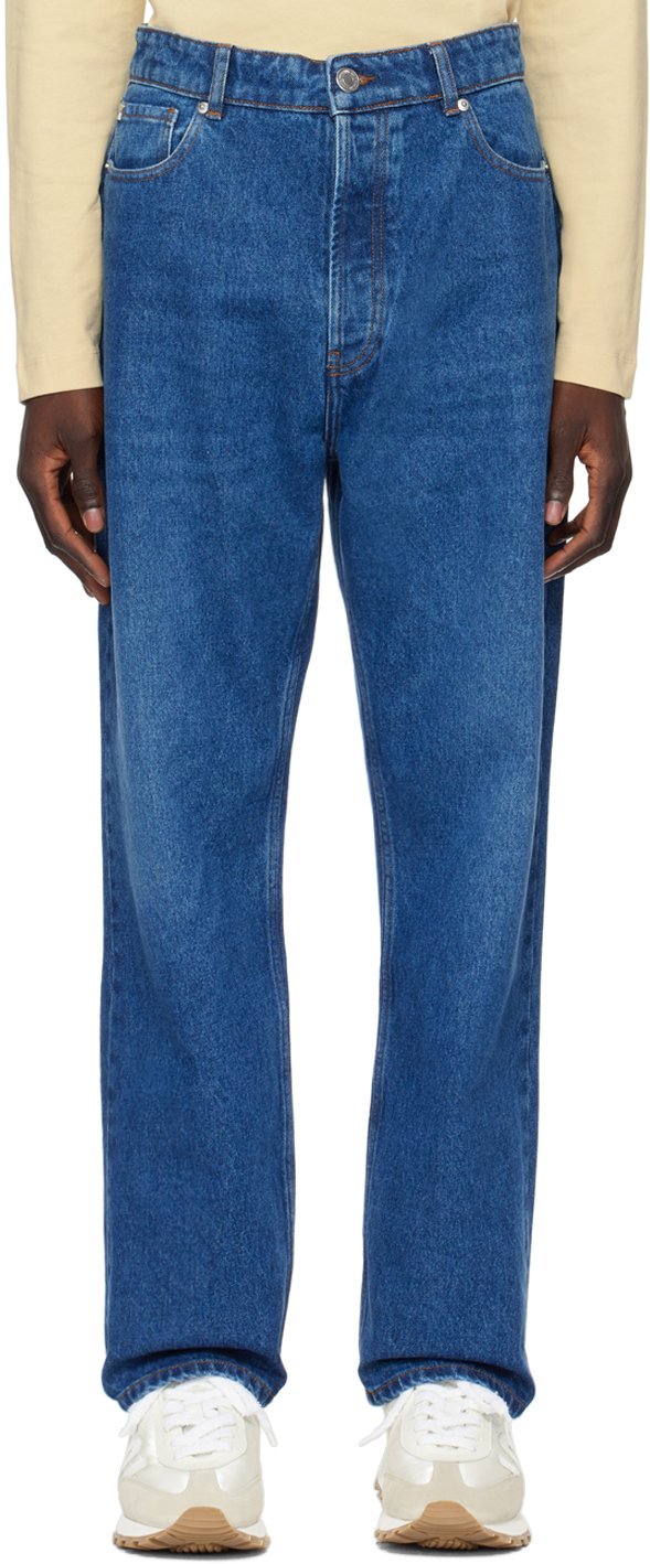 Shop Ami Alexandre Mattiussi Indigo Loose-fit Jeans In Used Blue/480