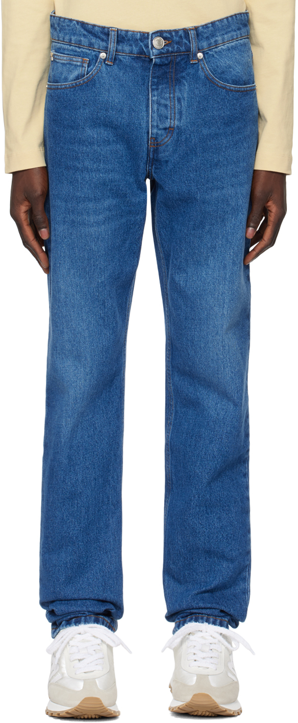 Shop Ami Alexandre Mattiussi Indigo Classic-fit Jeans In Used Blue/480