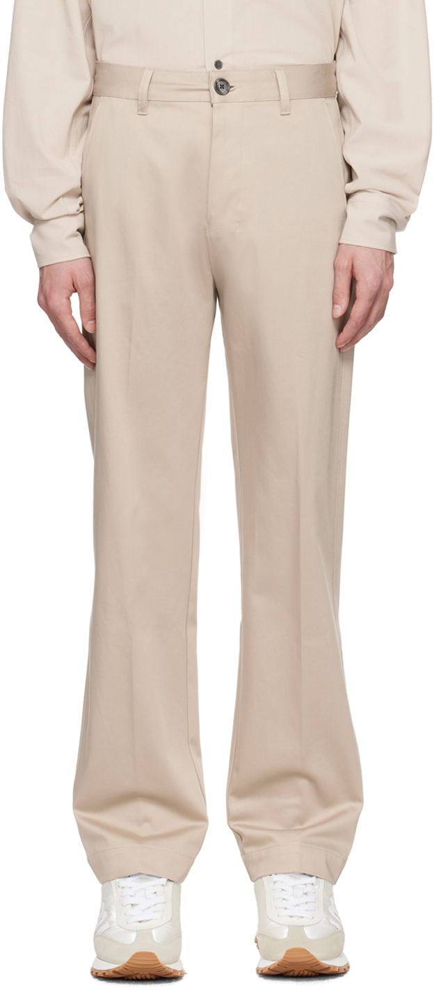 Beige Button-Fly Trousers