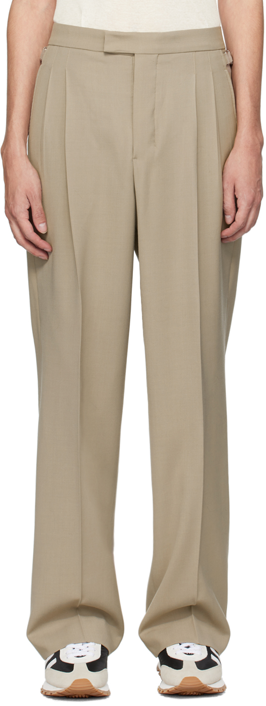 AMI Paris Taupe Pleated Trousers