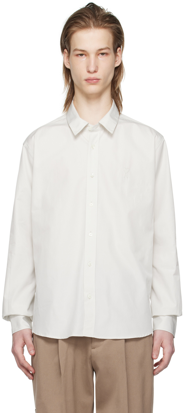Shop Ami Alexandre Mattiussi Off-white Ami De Cœur Shirt In 193 Chalk