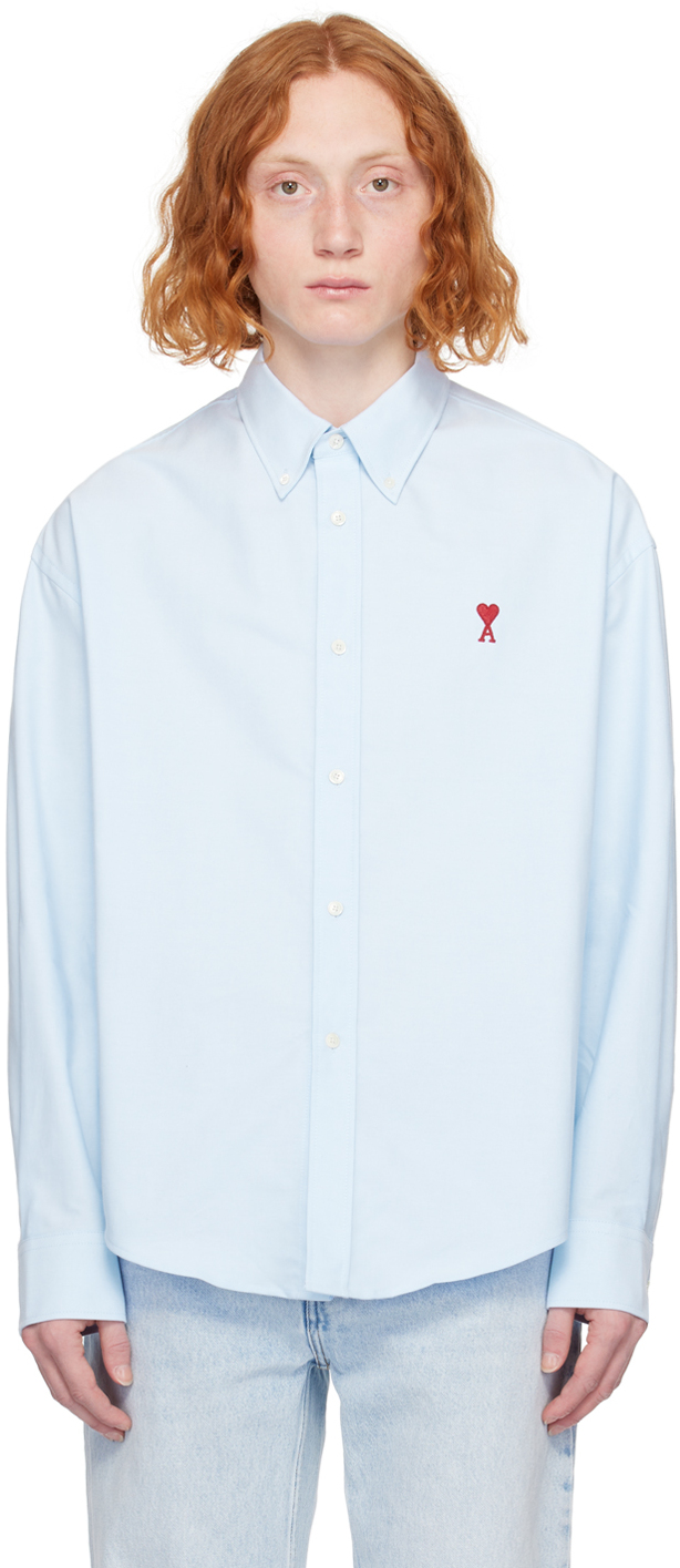 Shop Ami Alexandre Mattiussi Blue Boxy-fit Shirt In 450 Sky Blue