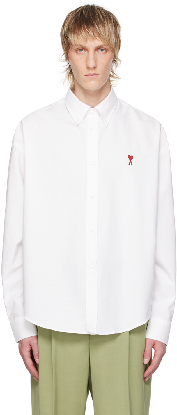 Shop Ami Alexandre Mattiussi White Ami De Cœur Shirt In 168 Natural White