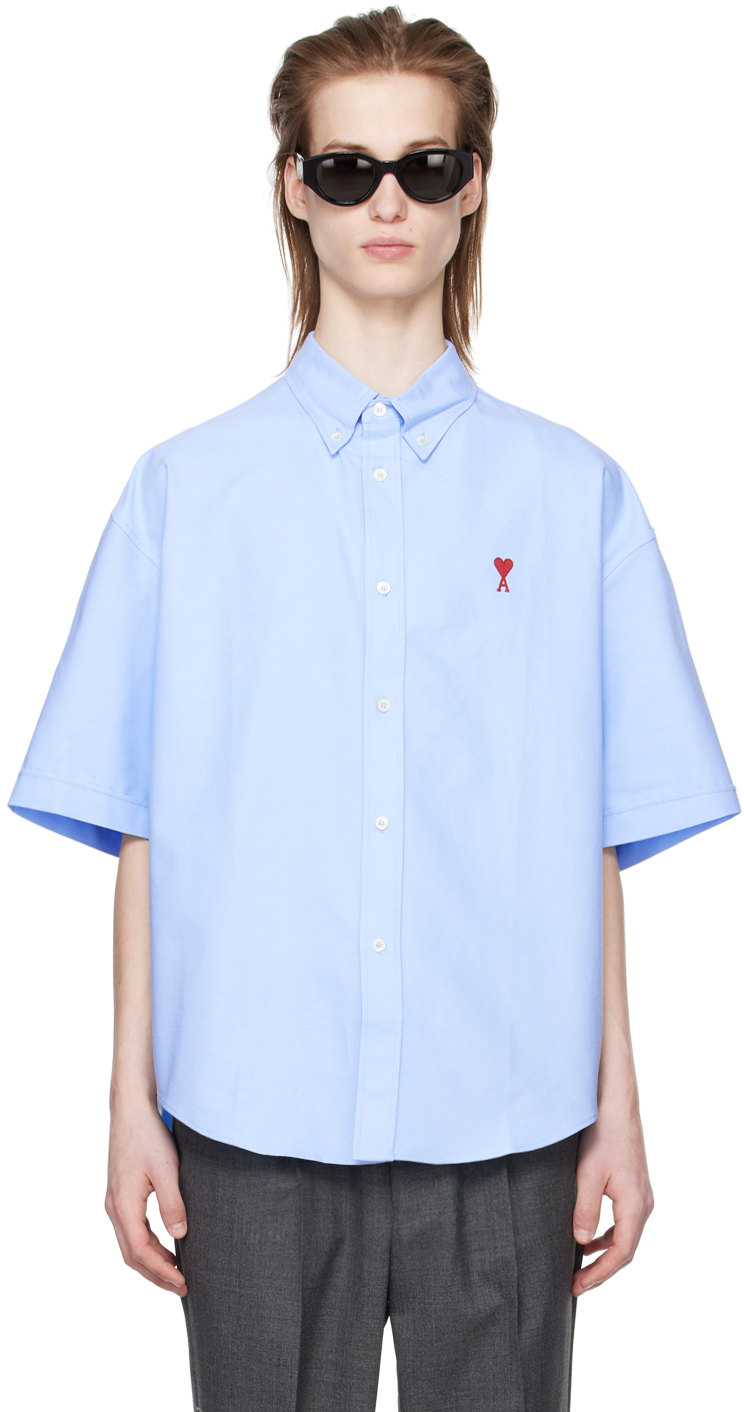 Shop Ami Alexandre Mattiussi Blue Ami De Cœur Shirt In 484 Cashmere Blue