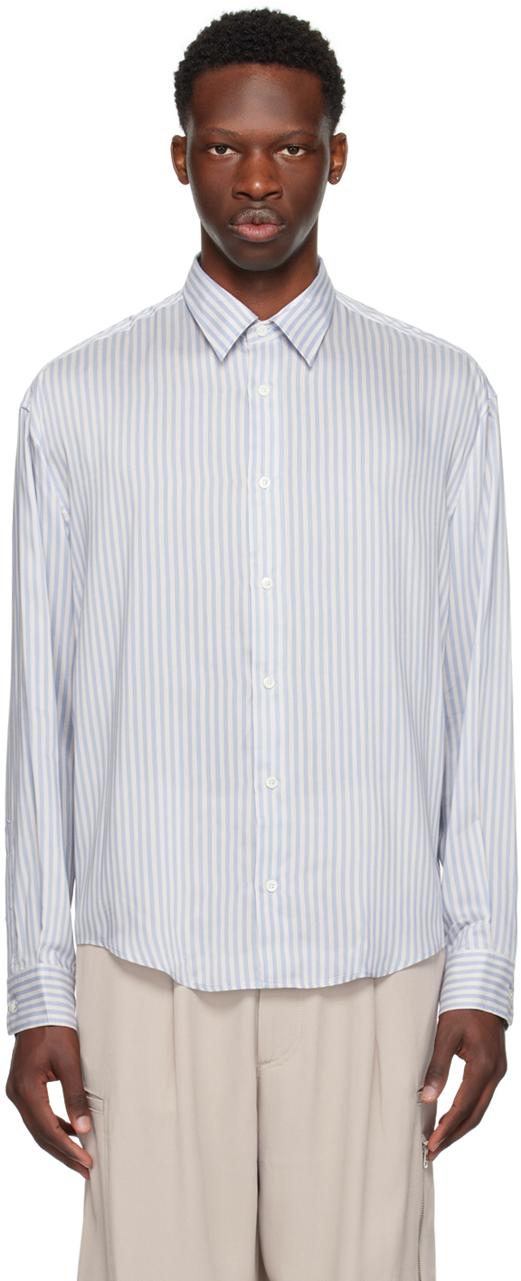 Off-White & Blue Boxy Shirt