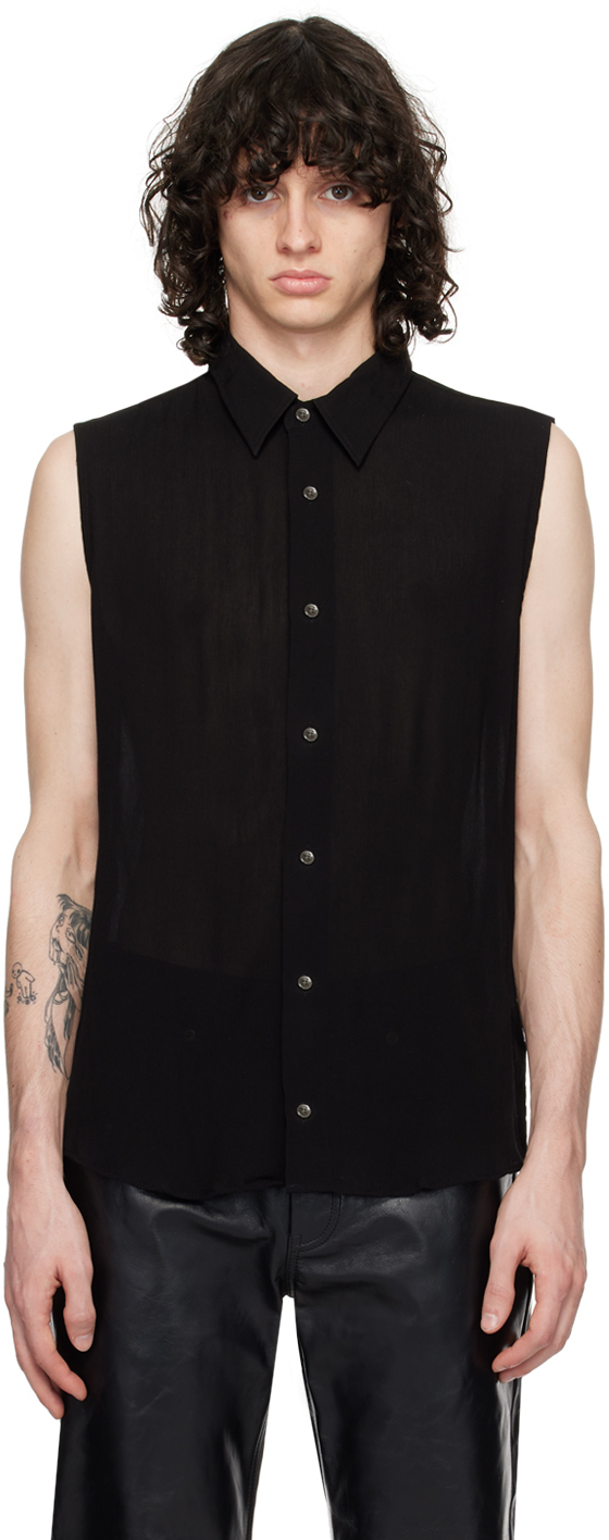 Shop Ami Alexandre Mattiussi Black Spread Collar Shirt In Black/001