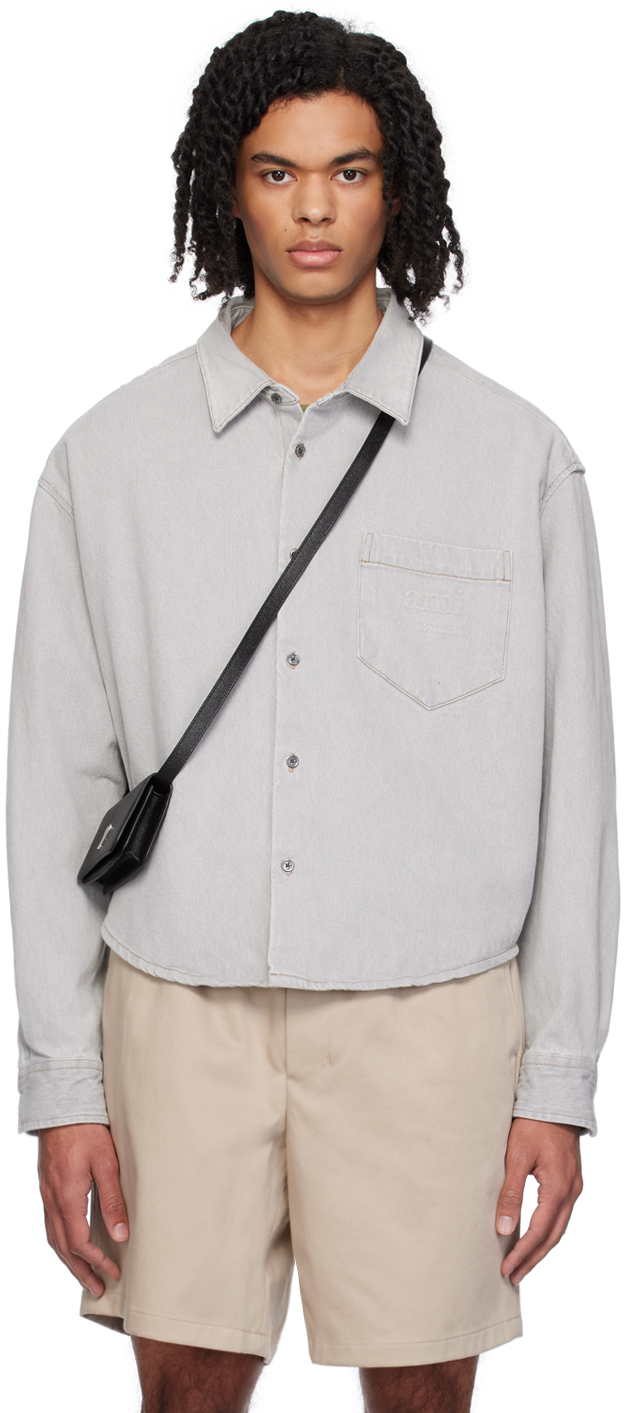 Ami Alexandre Mattiussi Ami Denim Shirt Grey For Men In Javel Grey