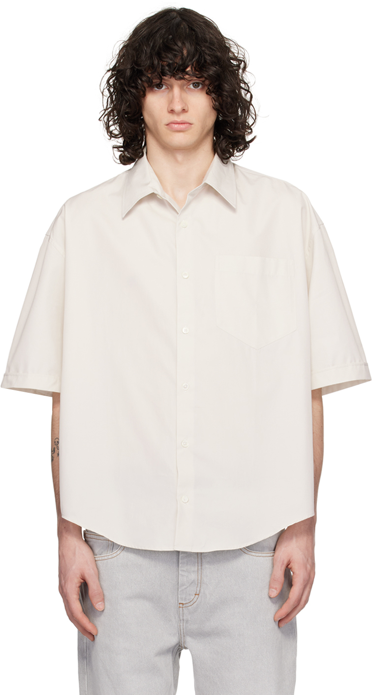 Off-White Spread Collar Shirt by AMI Paris on Sale