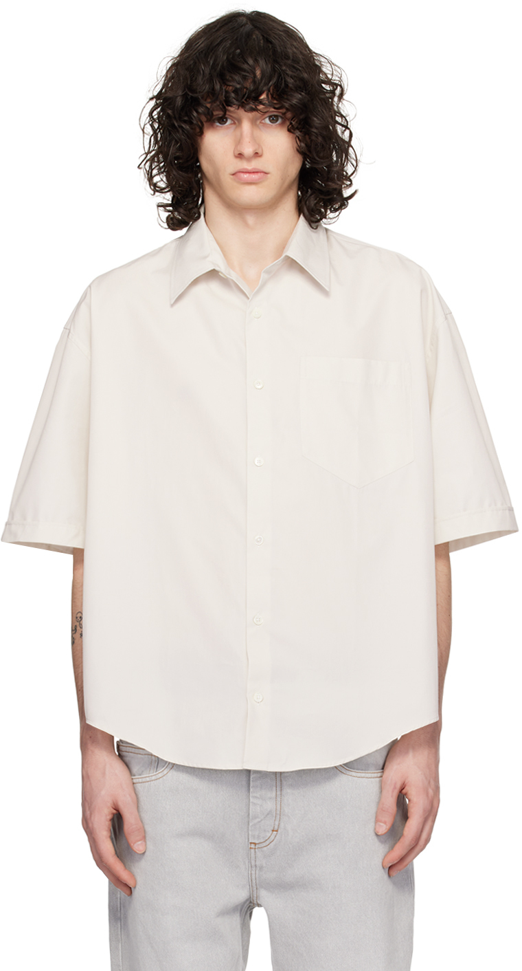 Ami Alexandre Mattiussi Off-white Spread Collar Shirt In Chalk/193