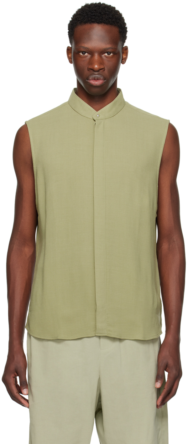 Ami Alexandre Mattiussi Green Sleeveless Shirt In Olive/351
