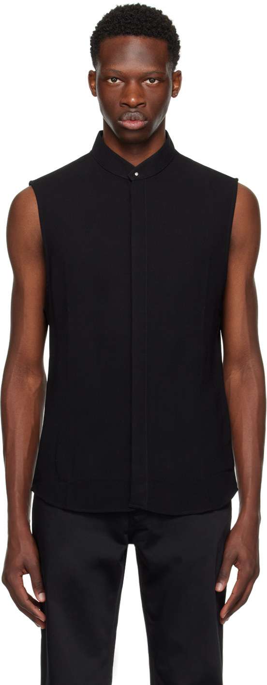 Shop Ami Alexandre Mattiussi Black Sleeveless Shirt In Black/001