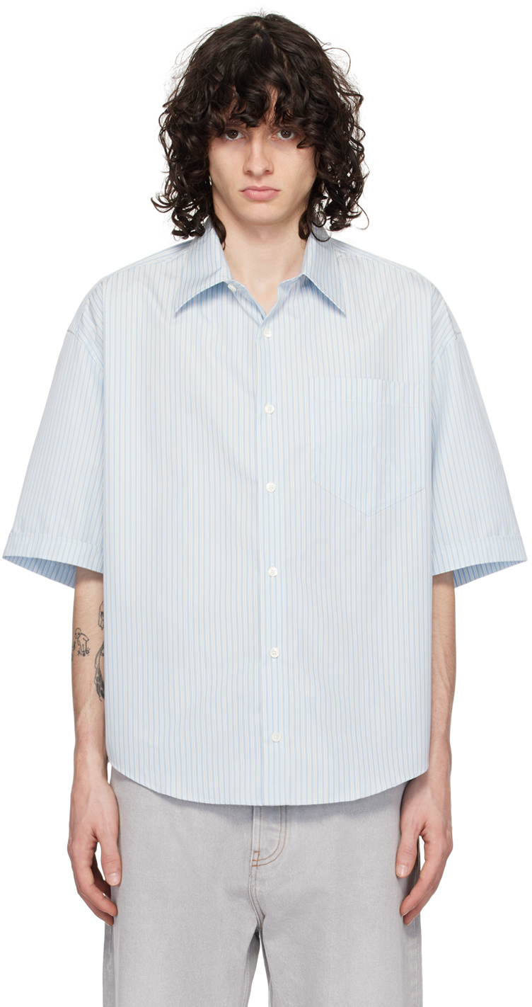 Blue & Off-White Stripe Shirt by AMI Paris on Sale