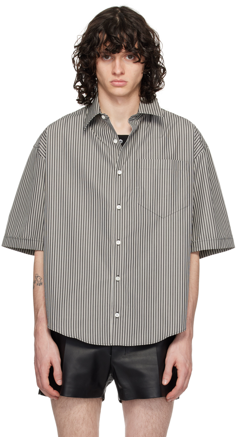 Black & White Stripe Shirt by AMI Paris on Sale