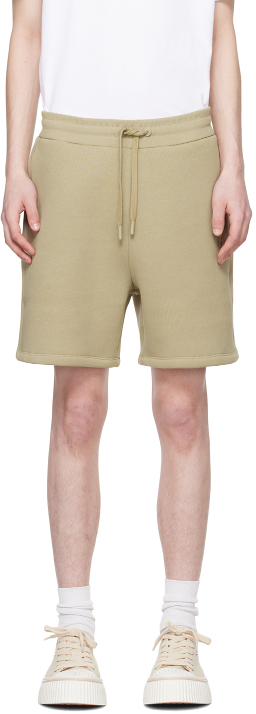 Ami Alexandre Mattiussi Embossed-logo Jersey Shorts In Green