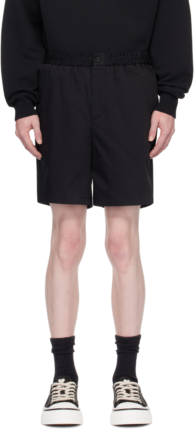Shop Ami Alexandre Mattiussi Black Elasticized Waist Shorts In Black/001
