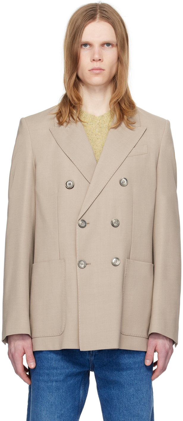 Taupe Double-Breasted Blazer