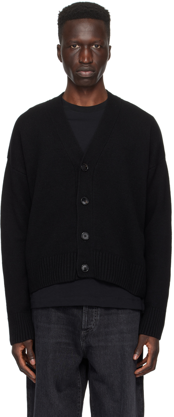 AMI Paris: Black Cropped Cardigan | SSENSE