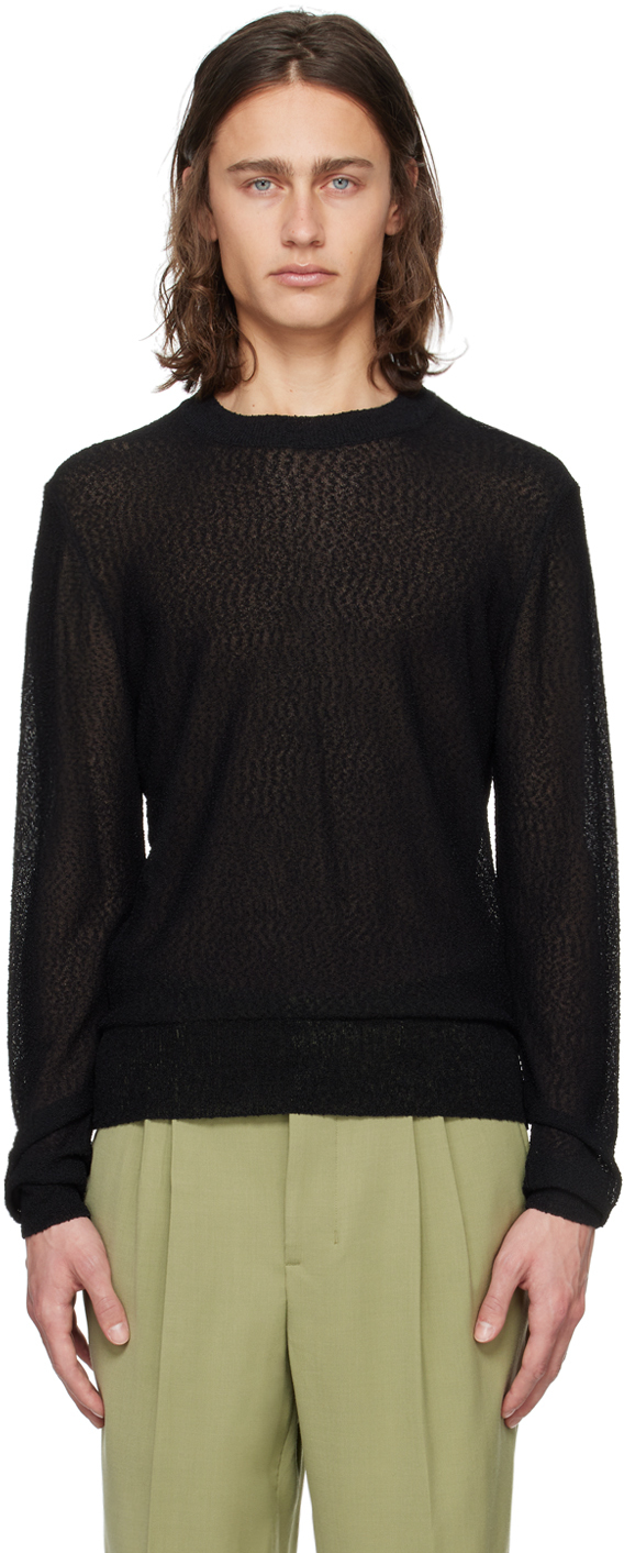Ami Alexandre Mattiussi Black Semi-sheer Sweater In Black/001