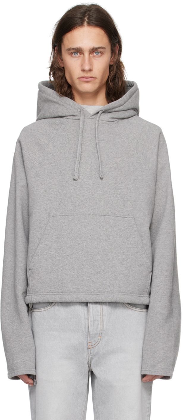 Gray Ami de Cœur Hoodie by AMI Paris on Sale