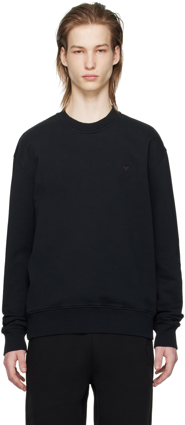 Shop Ami Alexandre Mattiussi Black Ami De Cœur Sweatshirt In 001 Black
